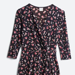 Chic Black Floral Wrap Dress